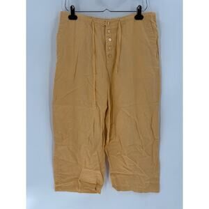 Chadwicks 100% Linen Pants Womens 14 Orange Capris Stretchy Buttons High Rise